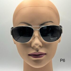 Men's Y2K Ralph Lauren Double Bar Sunglasses Polo 3052 Silver & Blue 65/15 Italy